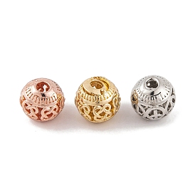 Rack Plating Alloy Beads, Hollow Round with Chinese Knot