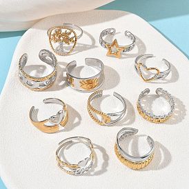 304 открытые кольца манжеты из нержавеющей стали, ионное покрытие (ip), золотые и нержавеющая сталь цвет