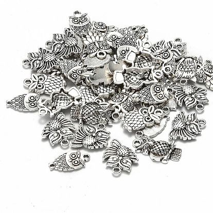 Tibetan Style Alloy Owl Pendants