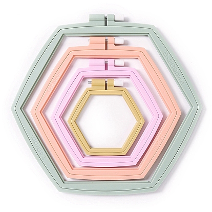 Aros de bordado hexagonales de plástico abs ajustables, círculo de bordado aros de punto de cruz, para coser, proyecto de costura y bordado diy