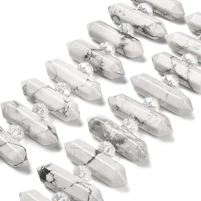 Нити бусин из натурального хаулита с двойными концами, со стеклянными бусинами, граненый пуля