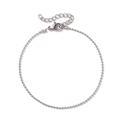 1mm 304 Stainless Steel Ball Chains Bracelet for Men Women