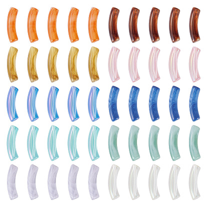 100шт. 10 двухцветные акриловые бусины, имитация драгоценных камней, uv покрытие, изогнутая трубка