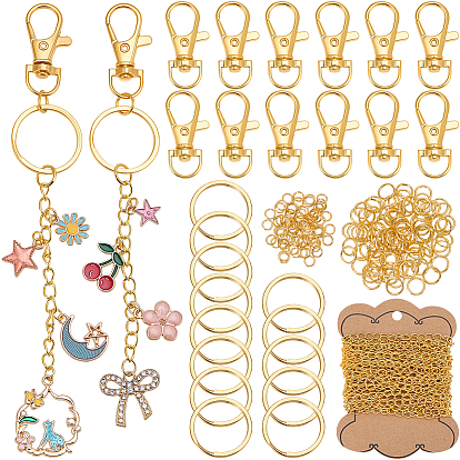 Наборы для изготовления украшений из подвесок своими руками, в комплект входят разъемные железные брелоки для ключей, железа скручены цепи, пластиковые пустые катушки, Перейти латунные