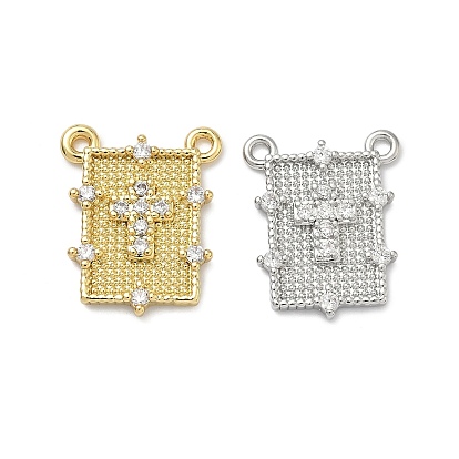 Латунные микро проложить кубического циркония подвески, прямоугольник с поперечными прелести, без кадмия и без свинца, стойки покрытие, долговечный