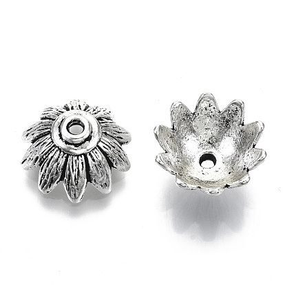 Тибетском стиле сплав шарик крышки, без свинца и без кадмия, мульти-лепесток