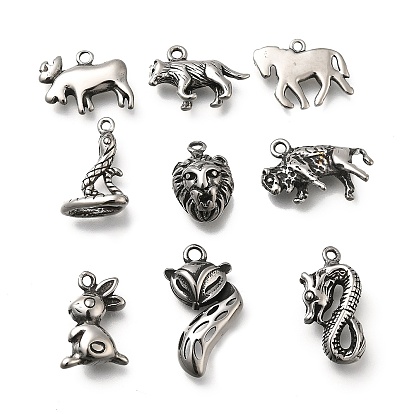 Ретро 304 из нержавеющей стали подвески, прелести животных, античное серебро
