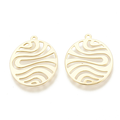 Brass Pendants, Oval, Nickel Free, Real 18K Gold Plated