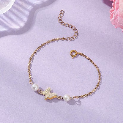 Латунные подвески и браслеты из натуральных пресноводных жемчужин, 304 браслеты из нержавеющей стали сингапурские цепочки для женщин, бабочка