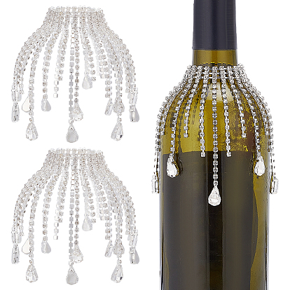 2Pcs Iron with Glass Rhinestone Cup Wine Glass Charms