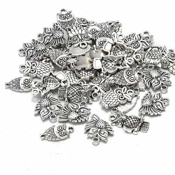 Tibetan Style Alloy Owl Pendants