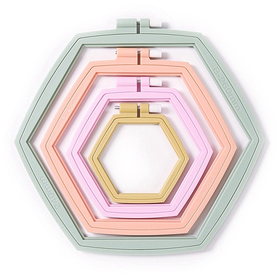 Aros de bordado hexagonales de plástico abs ajustables, círculo de bordado aros de punto de cruz, para coser, proyecto de costura y bordado diy