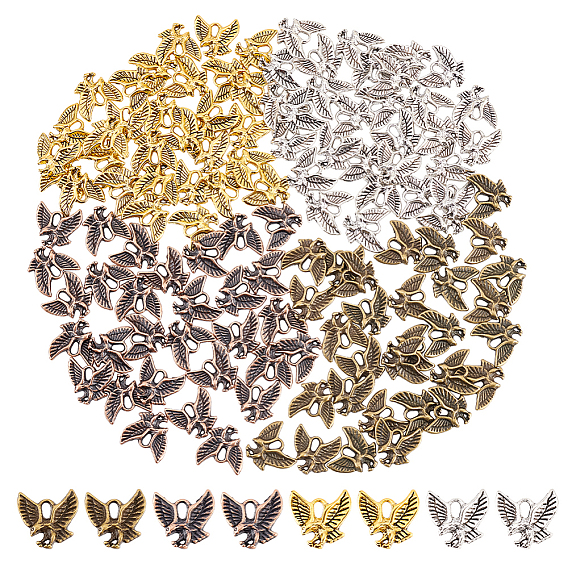 120 шт 4 цвета подвески из сплава в тибетском стиле, без кадмия, без никеля и без свинца, орел / сокол очарование