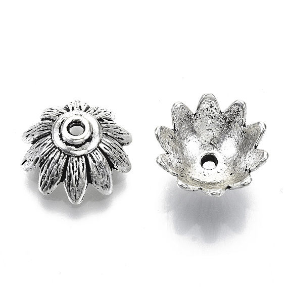 Тибетском стиле сплав шарик крышки, без свинца и без кадмия, мульти-лепесток