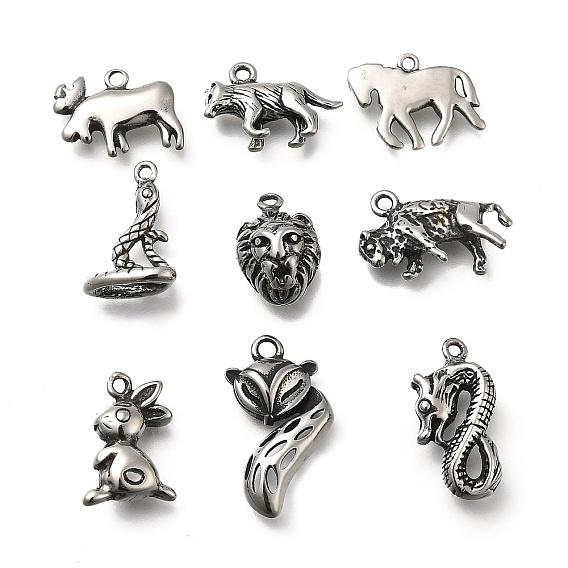 Ретро 304 из нержавеющей стали подвески, прелести животных, античное серебро