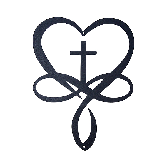 Кованый железный настенный декор, декор стен гостиной, сердце и крест