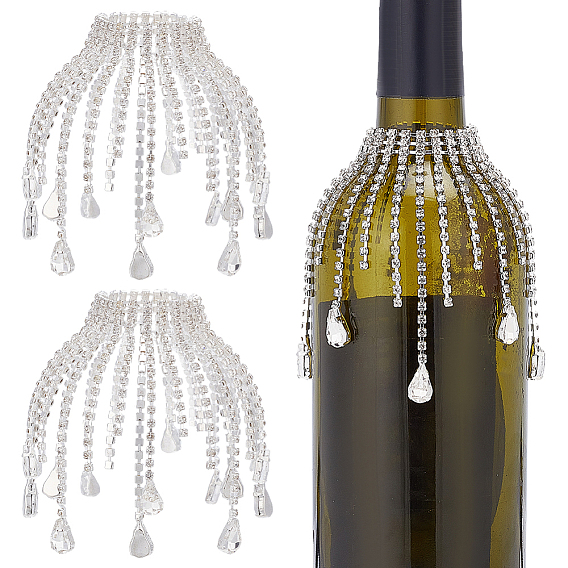 2Pcs Iron with Glass Rhinestone Cup Wine Glass Charms