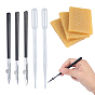 3шт. 3 стили художественных ручек для разметки, Ручка для тонкой маскирующей линии с головкой из нержавеющей стали и пластиковой ручкой., для нанесения маскирующей жидкости линии работы, с 3шт. резиновыми ластиками, 10шт 3мл одноразовая пластиковая пипетка