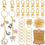 Kits de fabricación de decoración de colgantes diy, incluye llaveros de hierro partido, cadenas de hierro retorcidas, carretes vacíos de plástico, anillos de cobre amarillo del salto