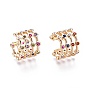 Brass Micro Pave Cubic Zirconia Cuff Earrings, Colorful