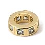 Brass Micro Pave Clear Cubic Zirconia European Beads, Flat Round, Large Hole Beads, Rack Plating, Long-Lasting Plated, Lead Free & Cadmium Free
