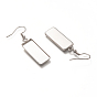 304 Stainless Steel Earring Hooks, with Blank Pendant Trays, Rectangle Setting for Cabochon