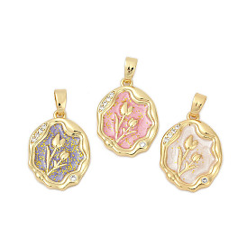 Латунные микро проложить кубического циркония подвески, с эмалью, , стойки покрытие, прочное покрытие, без кадмия и без свинца