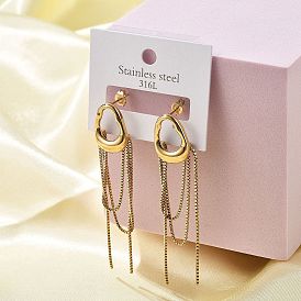 304 овальные серьги-гвоздики с кисточками из нержавеющей стали