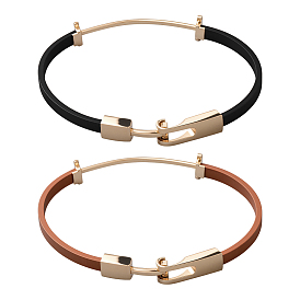 2шт. 2 цвета браслеты из искусственной кожи для женщин, с цинкового сплава нахождения