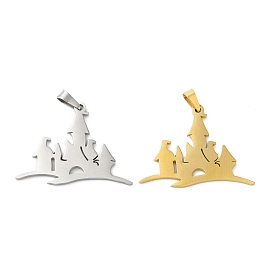 Ion Plating(IP) 304 Stainless Steel Pendants, Castle Charm