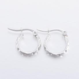 304 Stainless Steel Hoop Earrings, Hypoallergenic Earrings, Fancy Cut Ring Shape