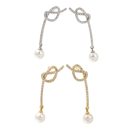 Серьги-гвоздики с латунным покрытием и прозрачным кубическим цирконием, с пластмассовой жемчужиной abs, долговечный, без свинца и без кадмия, слева и справа