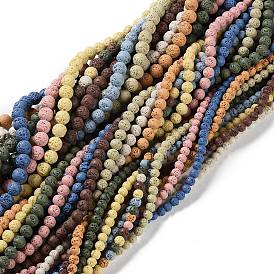 Brins de perles teintées en pierre de lave synthétique, ronde