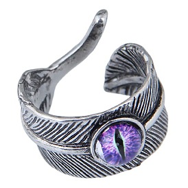 Bold Feather Eyebrow Statement Ring with Vintage Charm and Personality