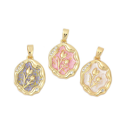 Латунные микро проложить кубического циркония подвески, с эмалью, , стойки покрытие, прочное покрытие, без кадмия и без свинца