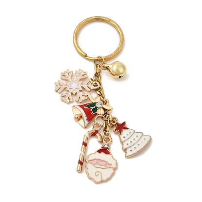 Брелки-колокольчики из сплава эмали и латуни, с 304 фурнитурой из нержавеющей стали, Новогодняя тема