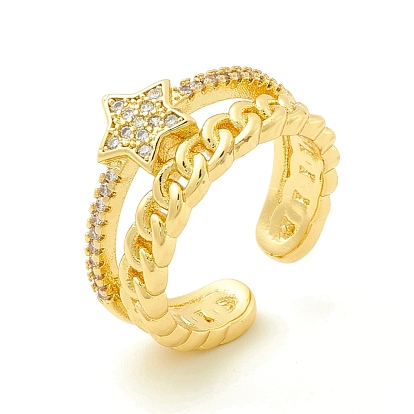 Clear Cubic Zirconia Star Open Cuff Ring for Women, Cadmium Free & Lead Free