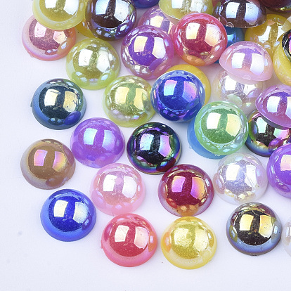 ABS Imitation Pearl Cabochons, AB Color Plated, Dome/Half Round