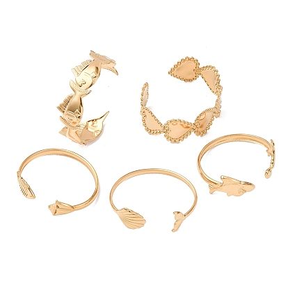 Морские 304 браслеты-манжеты из нержавеющей стали для женщин, золотые