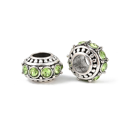 Европейские бусины, сплав, стразы , RONDELLE большие шарики отверстия, 11x7 мм, отверстие : 5 мм