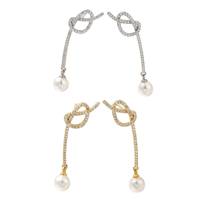 Серьги-гвоздики с латунным покрытием и прозрачным кубическим цирконием, с пластмассовой жемчужиной abs, долговечный, без свинца и без кадмия, слева и справа