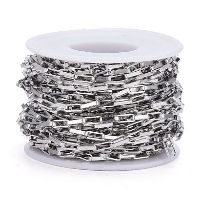304 Stainless Steel Box Chains, Unwelded, with Spool