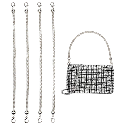 4шт. ремешки для мобильных телефонов из сплава со стразами, с карабин-лобстерами , платина