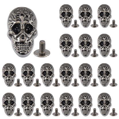 20 комплекты заклепок из цинкового сплава, привинтить, для поделки из кожи, череп