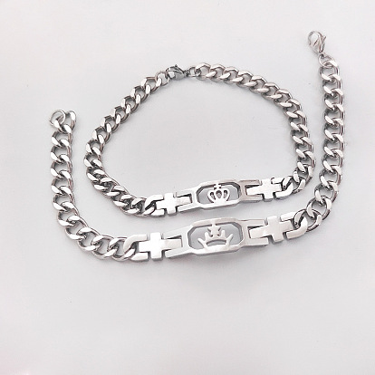 304 из нержавеющей стали ссылка браслеты, Браслеты-цепочки для пары, корона