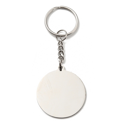 304 Stainless Steel with Enamel Keychain, Yin-yang