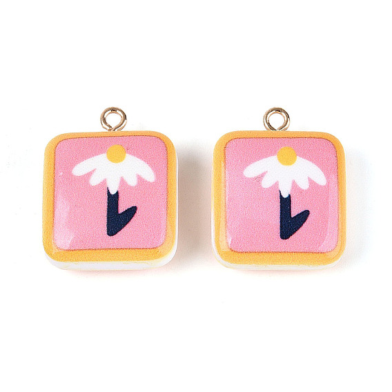 Печатные акриловые подвески, квадратные и цветочные подвески, с латунной найти