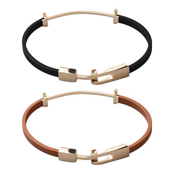 2шт. 2 цвета браслеты из искусственной кожи для женщин, с цинкового сплава нахождения