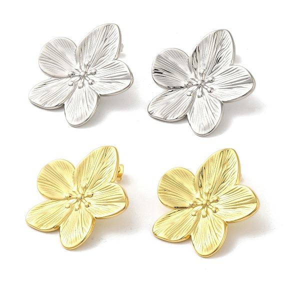 304 серьги с подвесками из нержавеющей стали, цветок