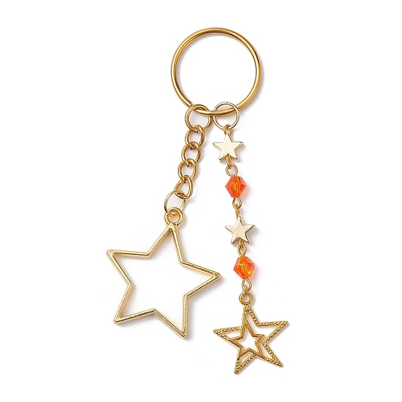 Alloy Pendant Keychian, with Iron Ring, Star
